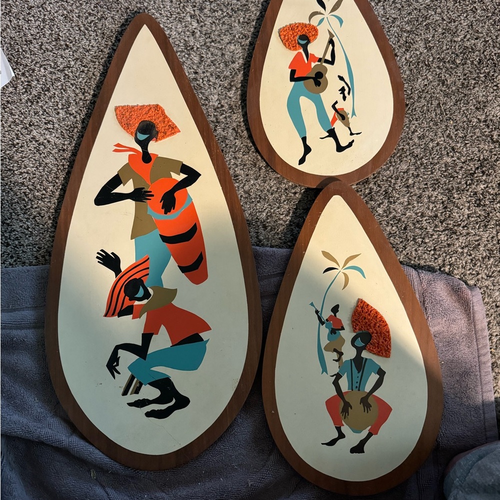 Vintage “Rare Find” Mid Century Modern “Calypso Wall Art. Painted Wood